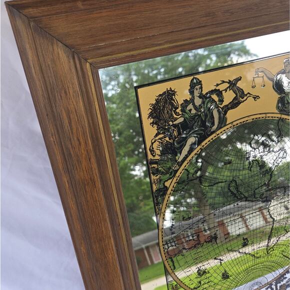 Vintage Frame Mirror Mappe Monde Du Globe World Map by Jan Barend Elwe 23 x 28 - Picture 5 of 16
